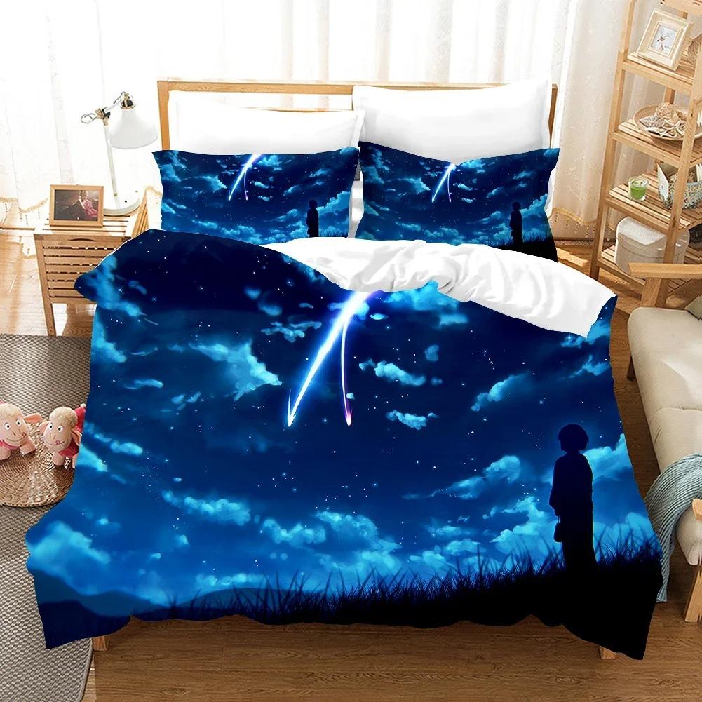 Your Name Luxury Bedding Set Japan Anime Cartoon Duvet Cover Set Comforter Bedspread Linen Twin Single Size Printed Home Textile