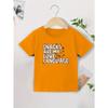 European Size Funny Letter Print Short Sleeved T Shirt Breathable Round Neck Summer Top for Boys Casual Wear for Children