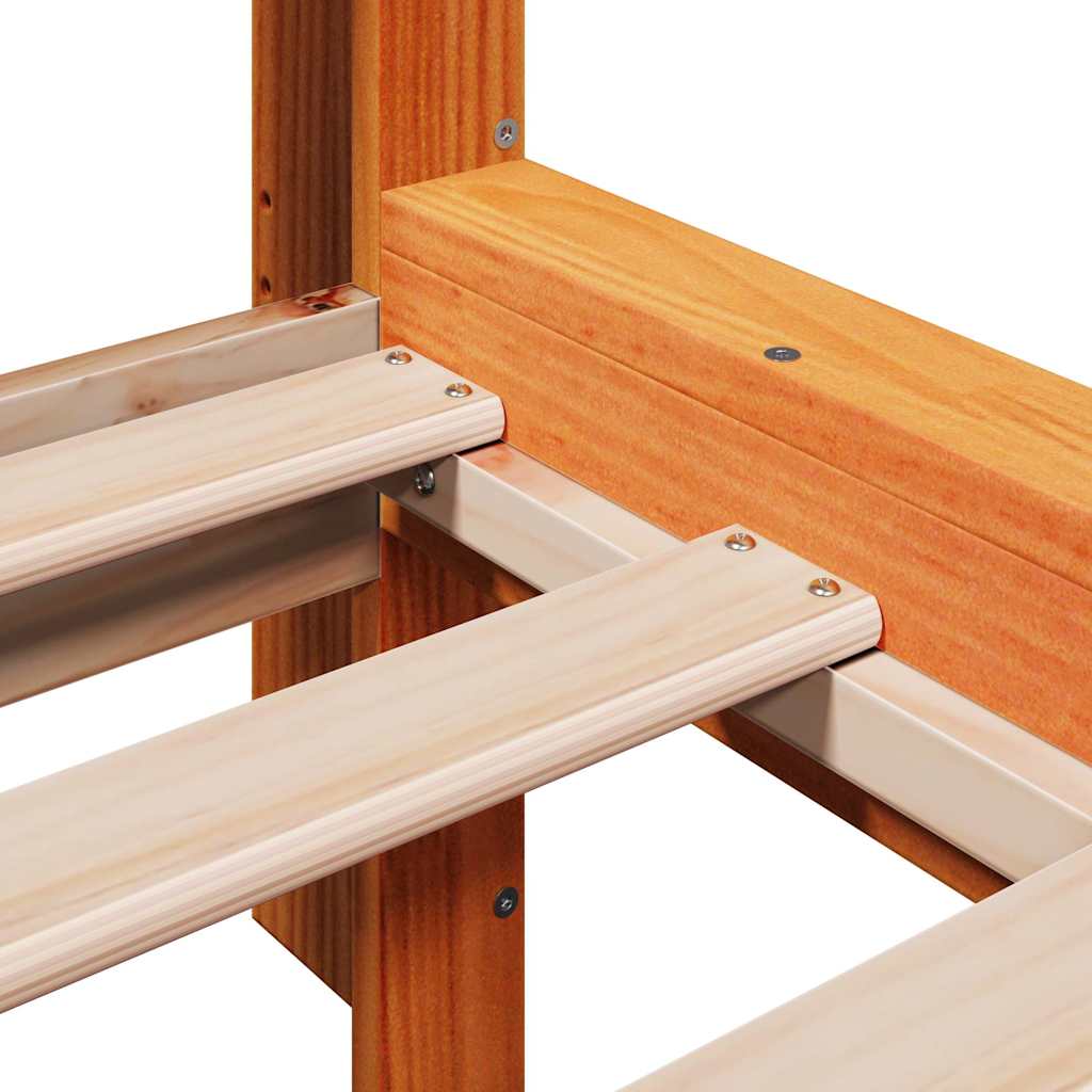 Solid Wood Bed with Shelf Without Mattress Wax Brown 75 x 190 cm