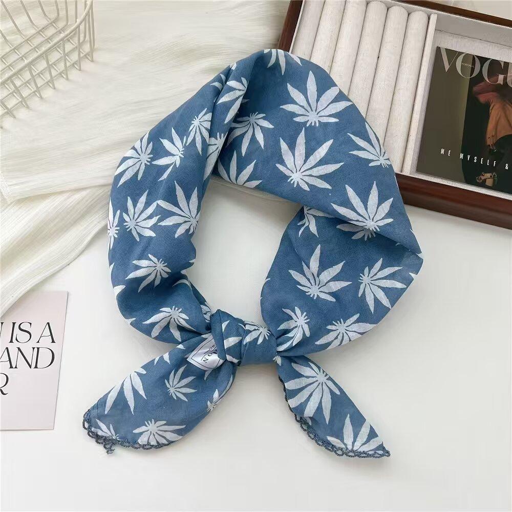 70 Printed Small Square Scarf Women'S Cotton And Linen Red Retro Silk Scarf Literary Small Fresh Triangular Decorative Scarf