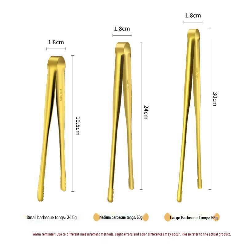 Goldene 304 Edelstahl Anti-Rutsch Lebensmittelzange (2er-Pack)