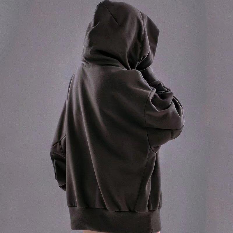 Men's Retro High-Collar Hooded Sweatshirt: Spring/Autumn Loose Fit Hip Hop Jacket