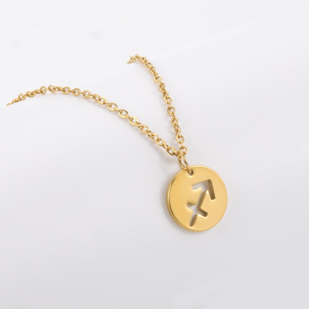 Stainless Steel Star Zodiac Sign Necklaces 12 Constellation Choker Pendants Aries Libra Leo Collier Birthday Gift