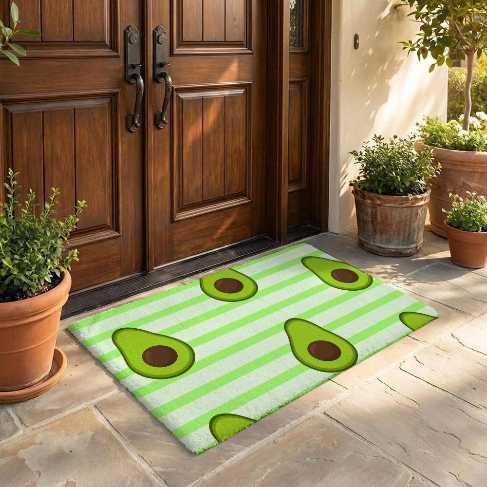 Avocado Muster Fußmatte Flanell Türvorleger Rutschfest Schlafzimmer Wohnzimmer Heimdekoration
