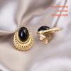 Vintage Geometric Metal Clip On Earrins for Women Fashion Classic Black Ear Clips Non Pierced Girls Gifts Jewelry