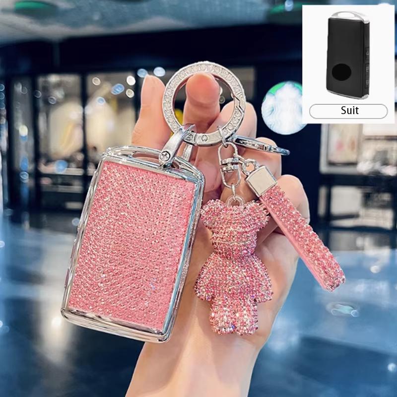 Pink Diamond For Mazda Cx5 2 3 6 Cx 5 Cx9 Cx8 Cx30 G20 Mx-5 Mx30 X5 X9 Cx60 Cx90 Remote Car Key Case Cover Fob Crystal Keychain