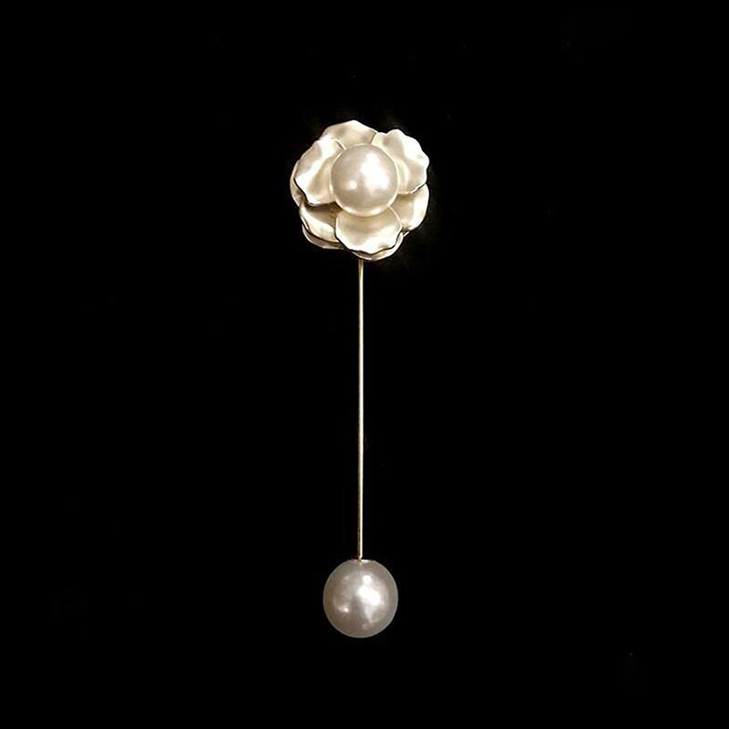 New Fashion Sweater Brooch Rose Flower Corsage Camellia Long Needle Pin Girl Women Shawl Shirt Collar Brooch Pins Accessories