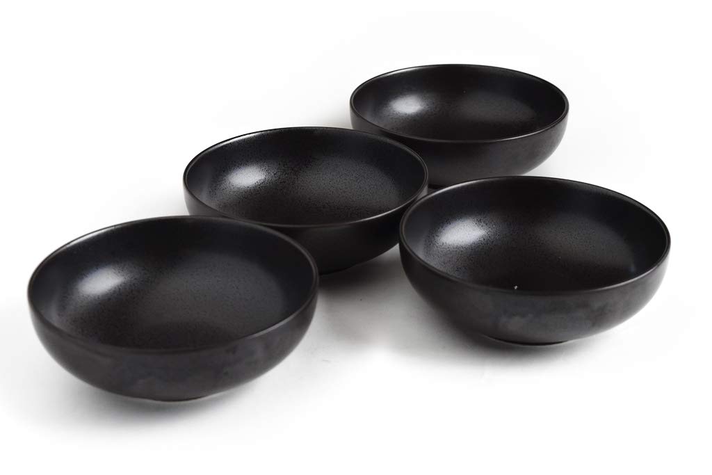 Set of 4 Lindstymest PIANO Black 6D Colored Safety Plates Bowls, 16cm, Soup/Salad Bowls, Tableware,