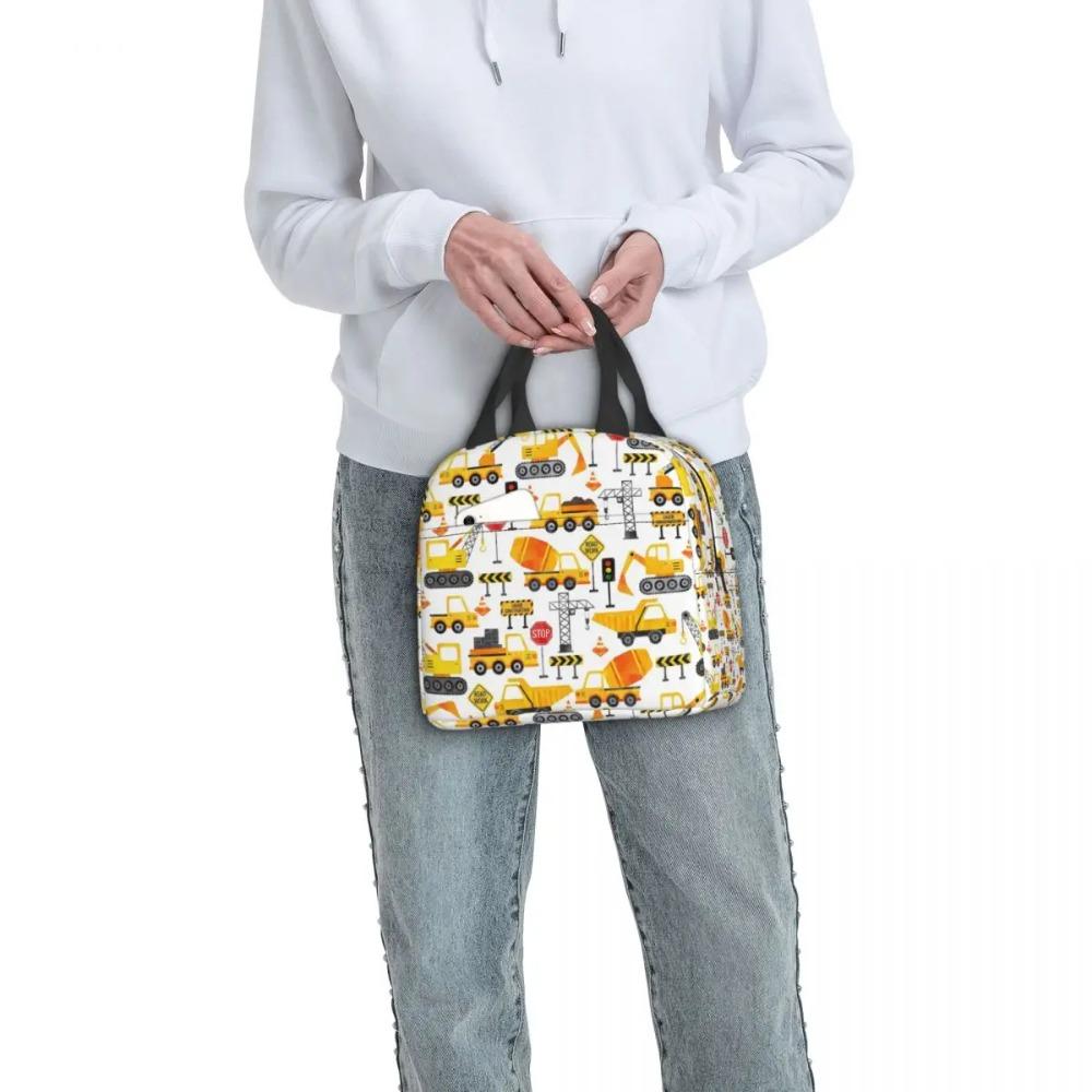 Cartoon Truck Car Tractor Excavator Pattern Insulated Lunch Bag for Women Children Leakproof Food Boxes Thermal Lunch Box Tote