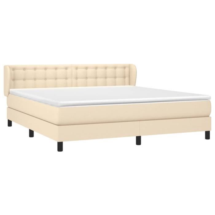 3126578 vidaXL Divan Bed with Mattress Cream 160x200 Cm Fabric