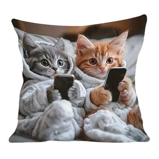 Poszewka na poduszkę 3D z nadrukiem kota, poszewka na poduszkę z ukrytym zamkiem błyskawicznym, zdejmowana, zmywalna, dekoracyjna poszewka na poduszkę