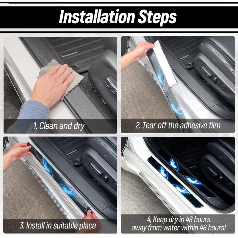 4pcs Car Door Sill Scuff Covers Door Panel Guards Protector Trim Anti-scratch Exterior Parts Car Decor Accessories Universal