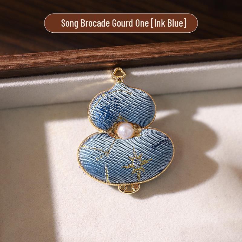 Handmade Imitation Song Brocade Gourd Base with Butterfly Pendant - DIY Accessory or New Year Gift