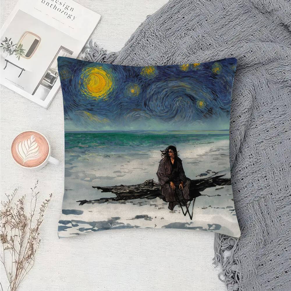 V-Vagabond Classic Manga Pillow Case Fashion Square Pillowcase Bedroom Sofa Room Ins Decoration Leisure