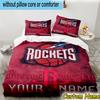 3pcs Custom Name Basketball Pride Rockets Bedding Set Includes 1 Duvet Cover & 2 Pillowcases for All Seasons Dormitory Home Decor Christmas Gifts