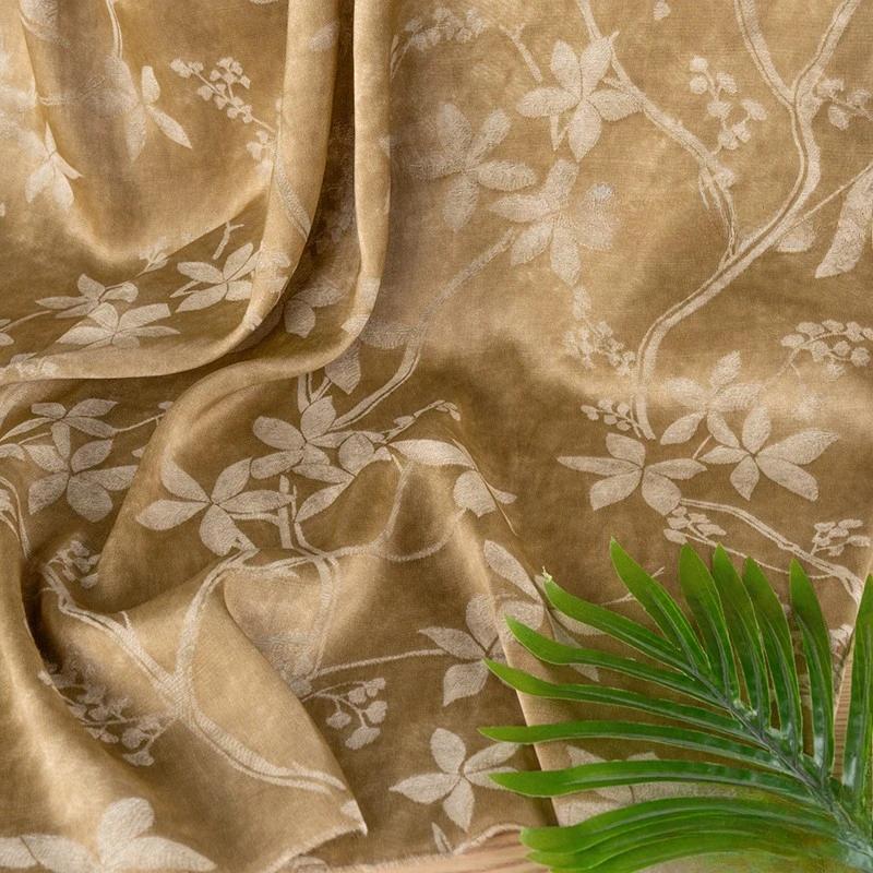 50x147cm New Chinese Floral Gauze Fabric Slip Skirt Cheongsam Shirt Soft Silky and Breathable DIY Clothing Fabric