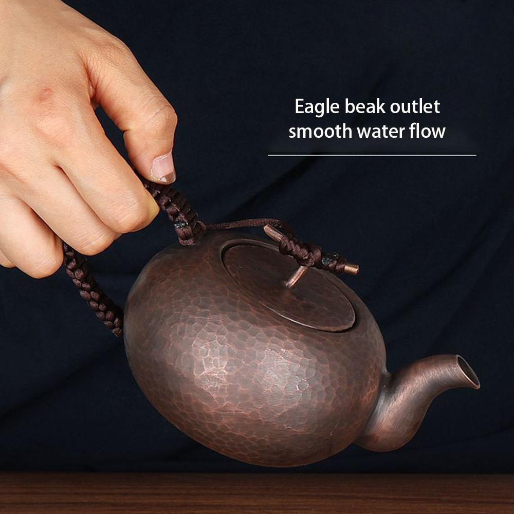 Chinese retro style red copper teapot, Handmade pure copper tea kettle, Health wellness tea set, Home boiling water pot, 450ml