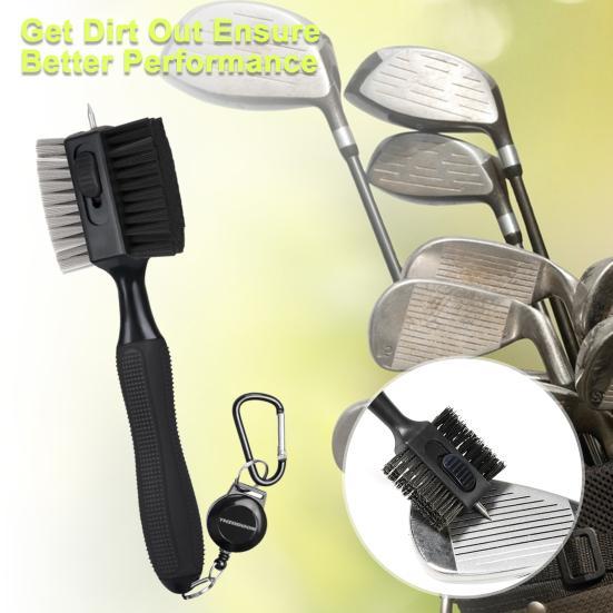 

Щетка для чистки клюшек для гольфа с выдвижным шипом, нескользящая конструкция ручки, удобная ручка B чёрный