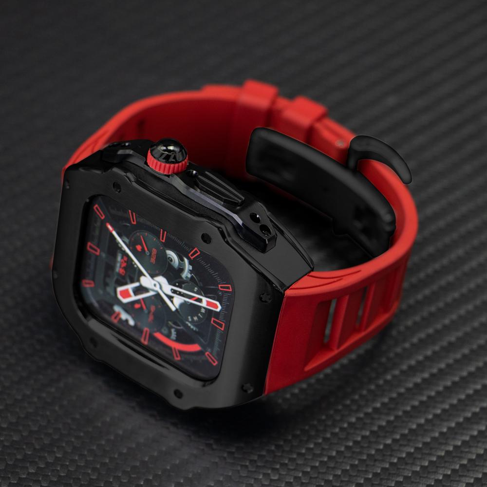 Stainless Steel Modification Kit For Apple Watch 8 Ultra 49mm 7 6 5 4 SE 44MM 45MM Case Sport ONLY Band iWatch Rubber Refit Mod