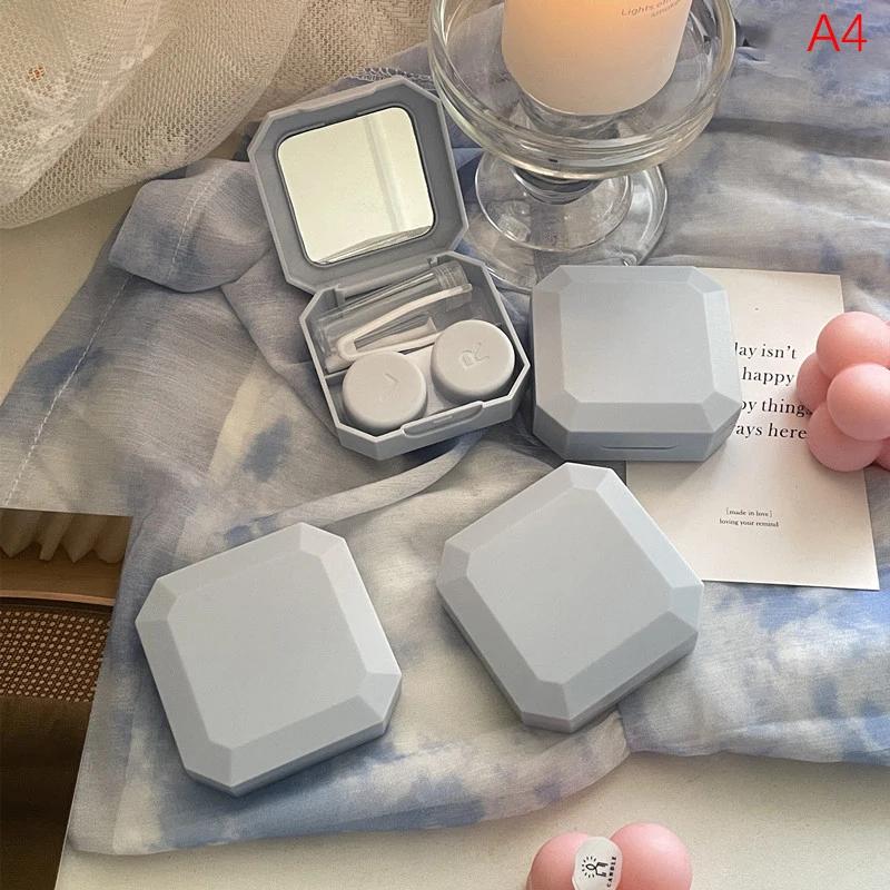1 Stück Bonbonfarbene Kontaktlinsenbox Einfarbig Tragbarer Kontaktlinsenbehälter mit Pinzette Saugstab Set für Reise-Set Halter