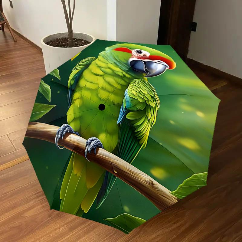 1PC Parrot, Branch Automatic Open/Close Umbrella Compact Folding Umbrella with 8-Rib Shaft Lightweight Esign, Highquality Fabric1176A