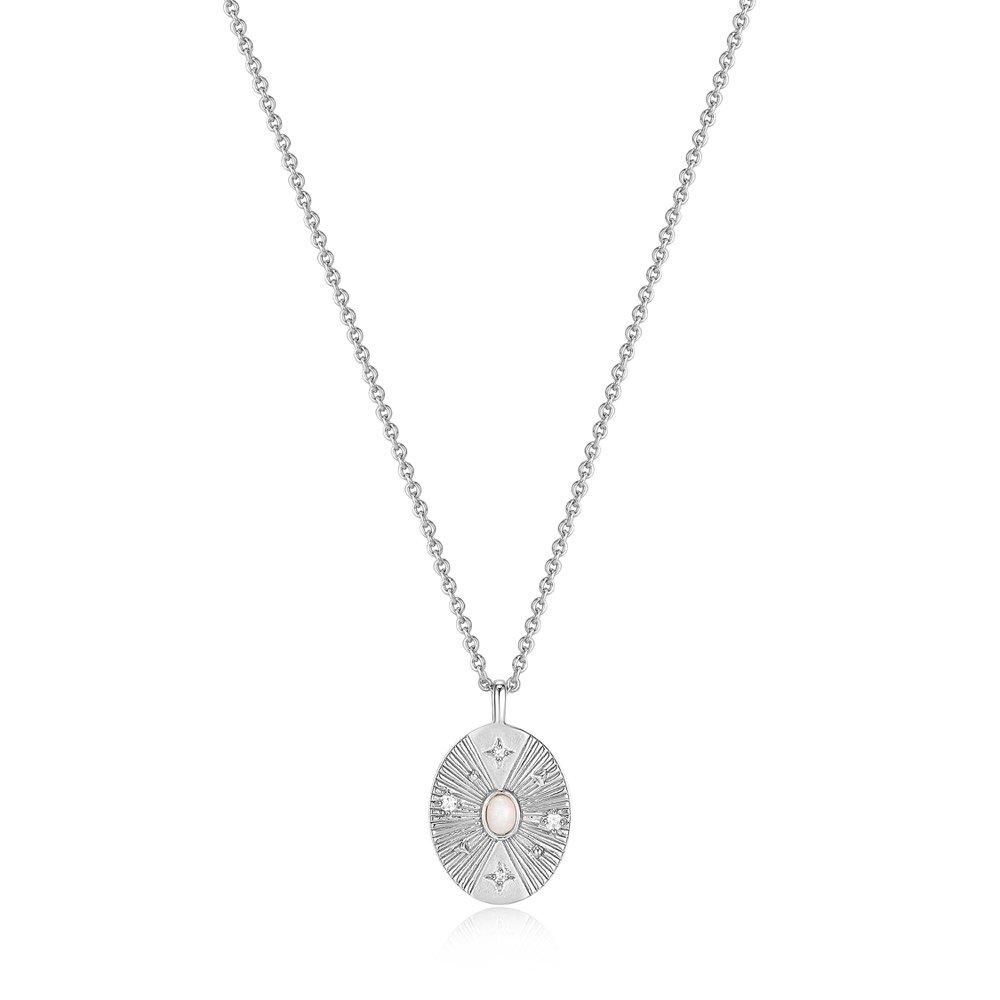 

[Celebrity Wear] Scattered Kyoto Opal Disc 925 Silver Necklace N034-03H