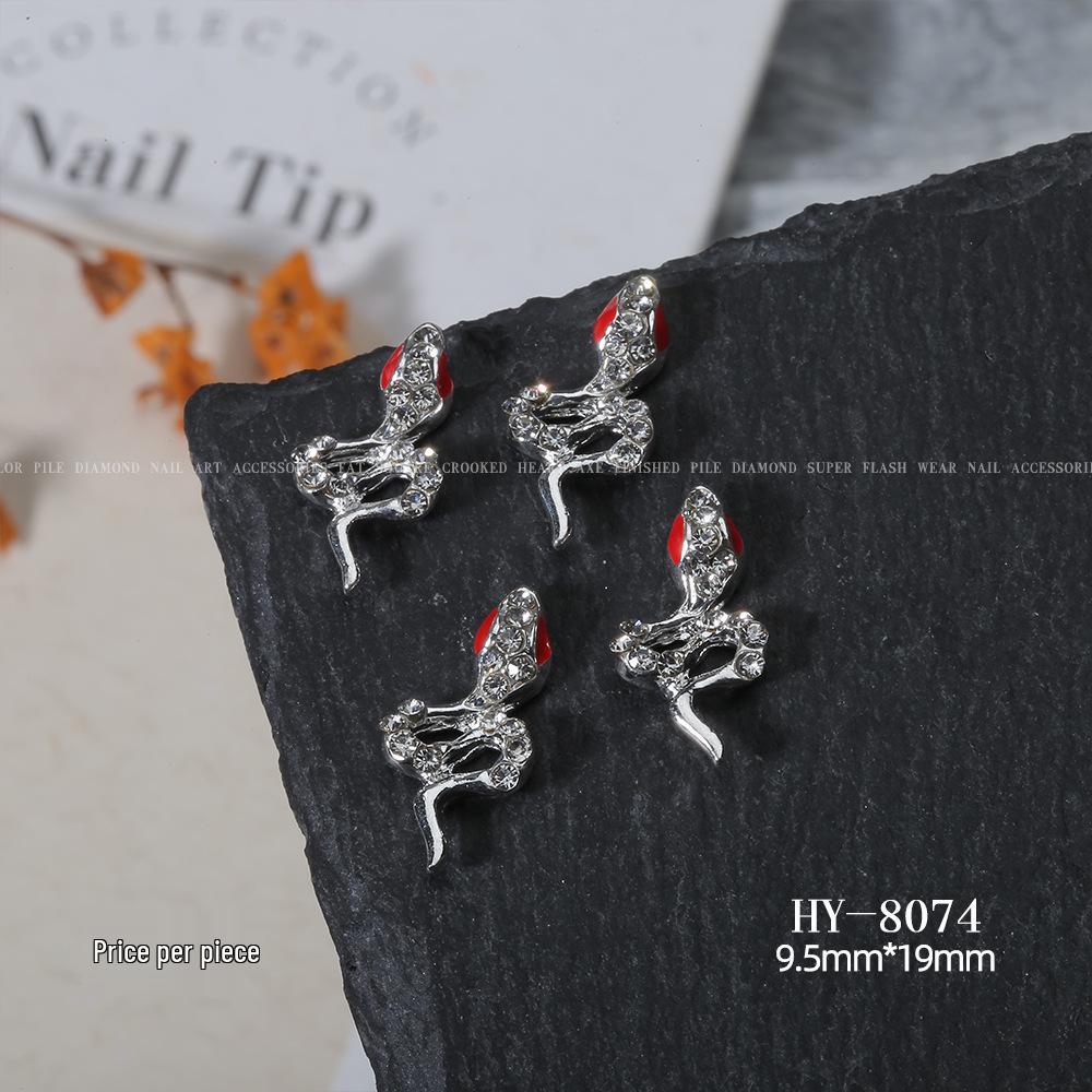 Shiny Rhinestone Snake-Shaped 3D Nail Art Accessories