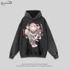 Unisex Oversized Hoodie With Anime Cartoon Print Heavyweight Washed Cotton Loose Fit Long Sleeve Pullover