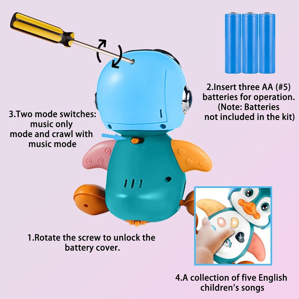 Hudební tučňák pro miminka na lezení Hračky pro kojence Pohyblivé Chodící Taneční Hračky se světlem Interaktivní vývojové hračky pro batolata Hra na bříšku Dárek