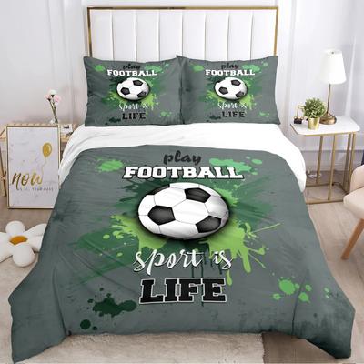 Fußball Bettbezug Set Weiche Bettdecke Bettwäschesets und Kissenbezüge für Jugendliche, Einzel-/Doppel-/Queen-/King Bettbezug Kissenbezug