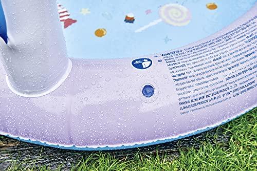 JILONG Einhorn Spritzbecken, 182 x 155 x 79 cm (Aufblasbare Größe, Rutsche und Dekorationen inklusive), JL-688024, PL/WH/YL/BL, Mittlere Größe