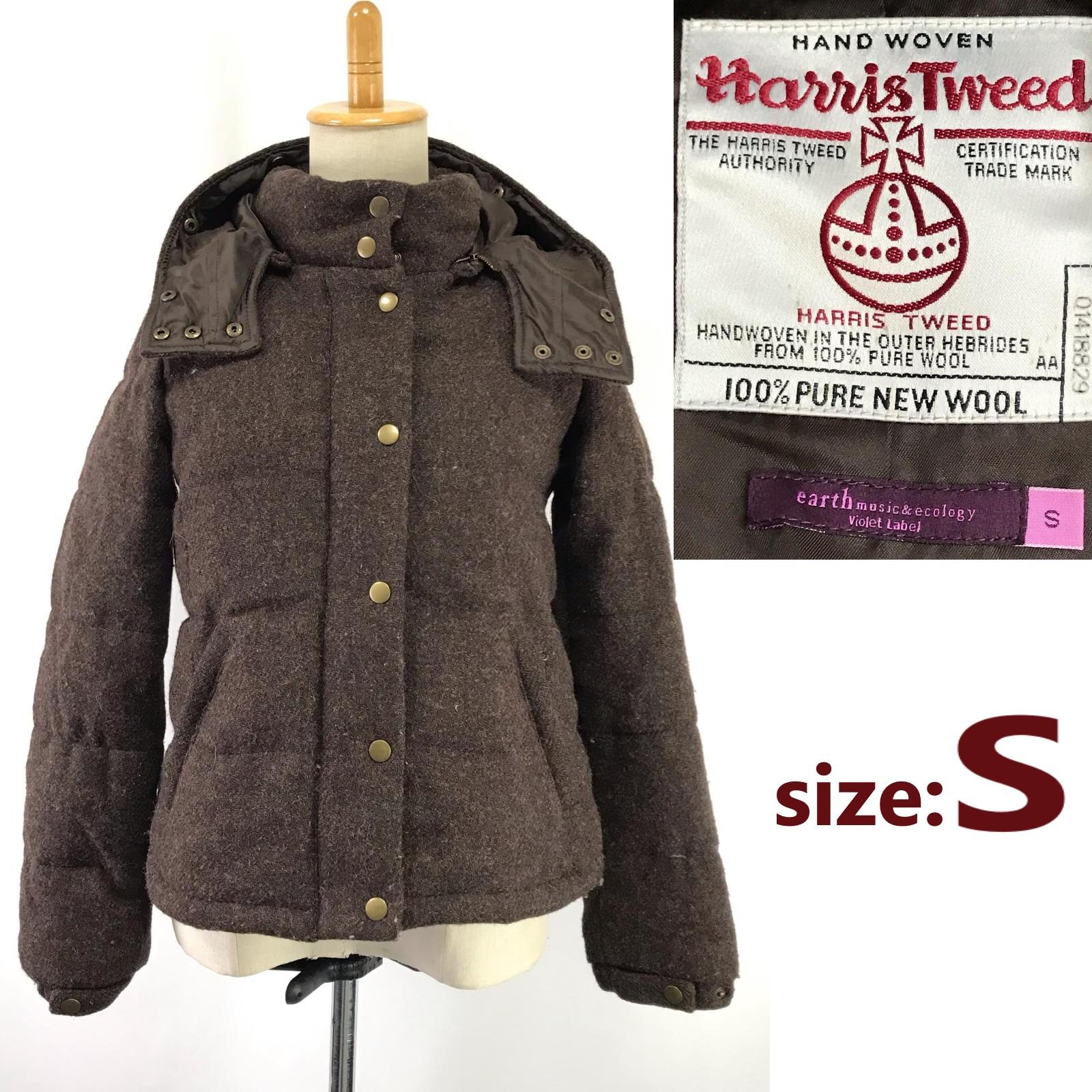 

HARRIS TWEED × earth music&ecology Down Jacket Women’s S Brown Hooded(USED)