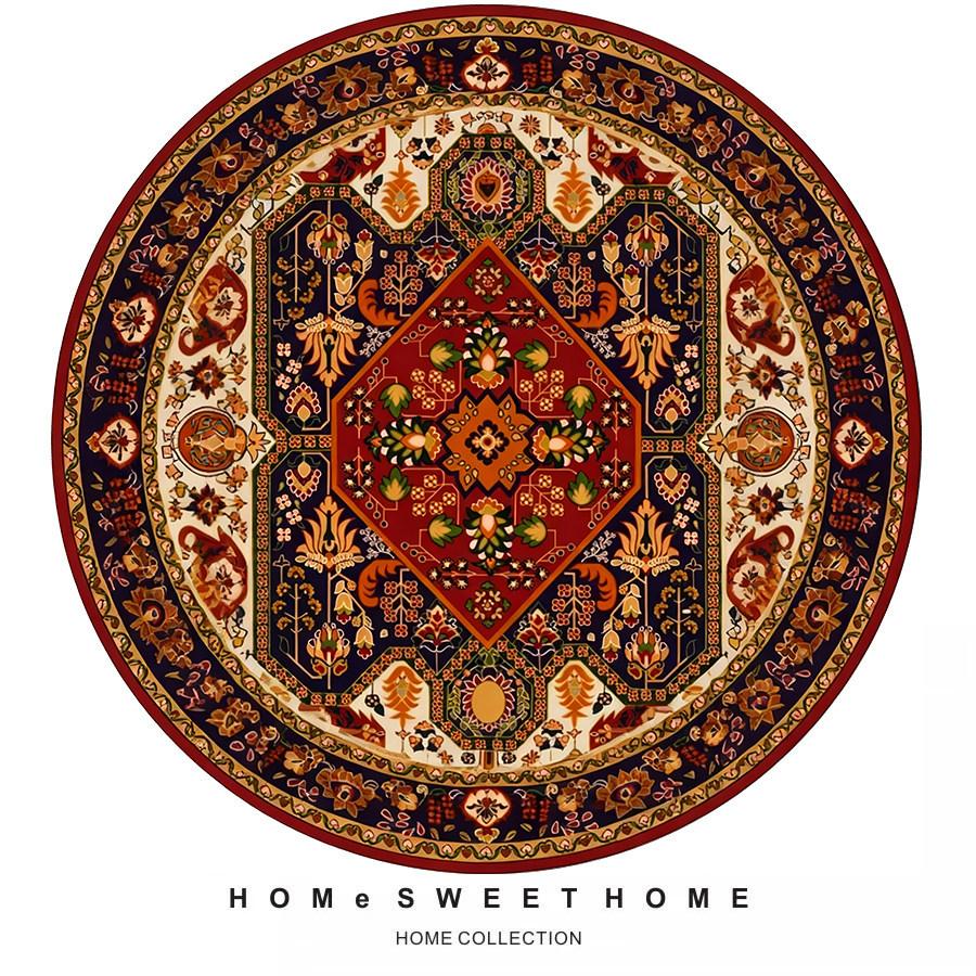 Persian Ethnic Style Round Living Room Carpet Water Absorption NonSlip Cold Blanket DirtResistant And Easy To Take Care Of Carpet Crystal Velvet
