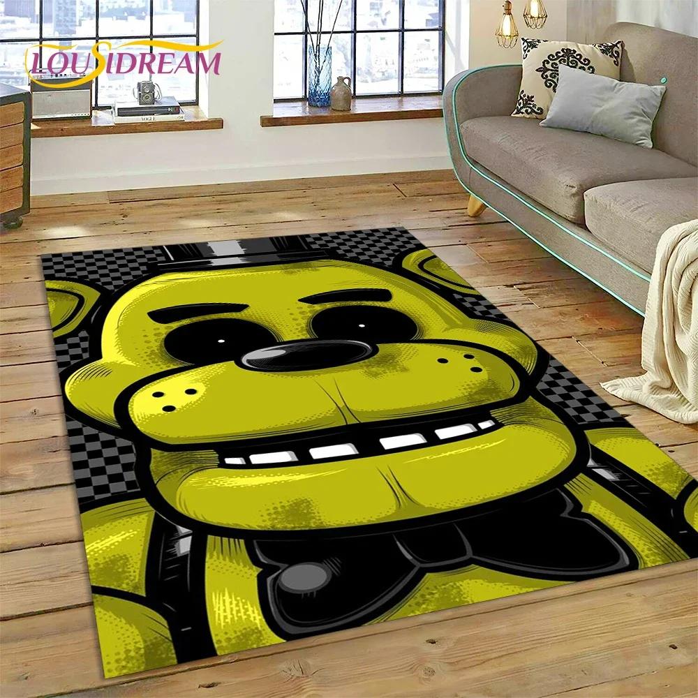 3D Hororová hra FNAF-F Freddy Koberec pro Obývací pokoj Ložnici Domácí Dekorace na Pohovku, Koberec do Dětského Herního Koutku Protiskluzová Podložka Dárek