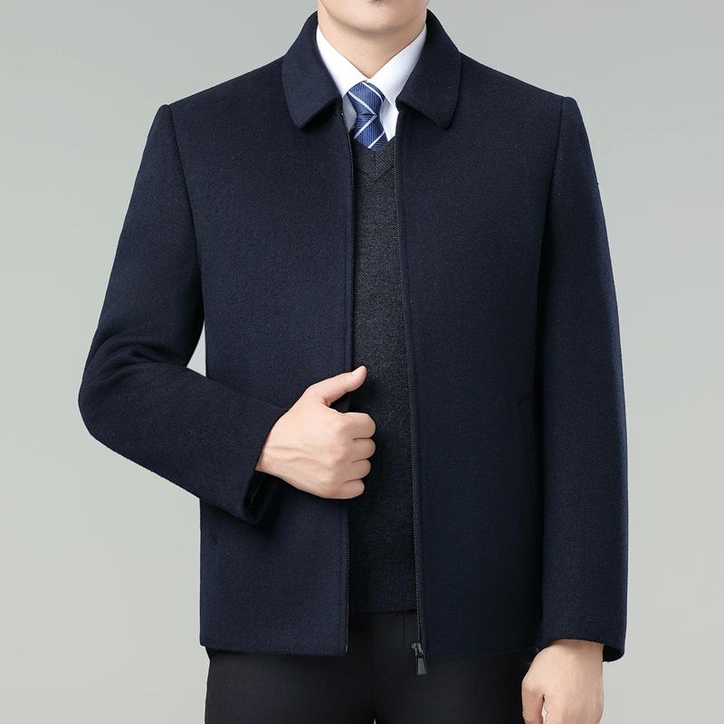 Men's Double-Sided Cashmere Winter Jacket: Thick Wool Coat for Middle-Aged Dads
