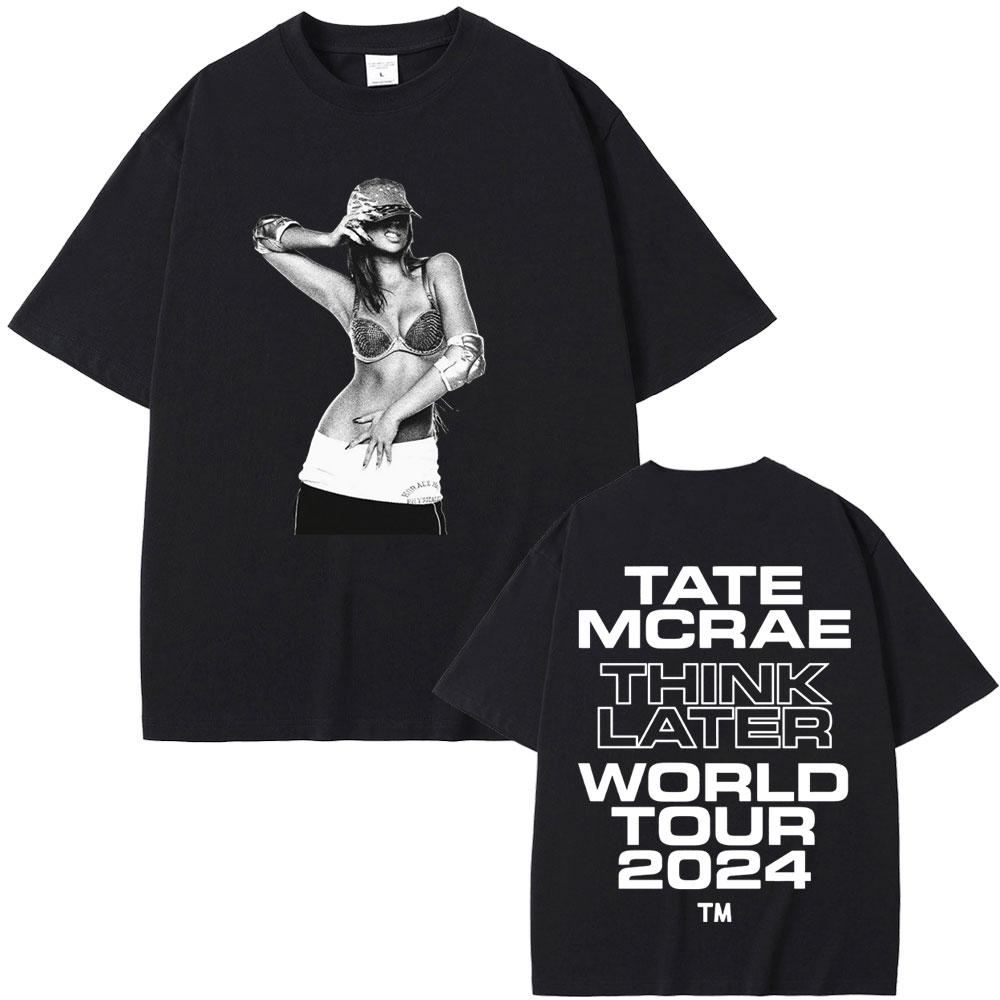Singer Tate Mcrae T8 Graphic T Shirts Men Women Fashion Vintage Trend T-shirt Summer Male Casual Oversized Crewneck Short Sleeve