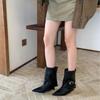 Europäischer und amerikanischer Stil spitze Keilabsatz Gürtelschnalle Stiefel 2025 neues Temperament Stiefeletten hoher Absatz Ritterstiefel