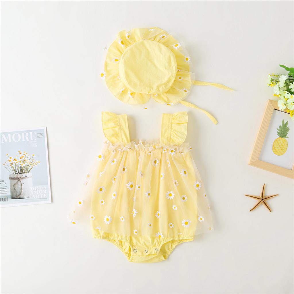 Sagit Newborn Baby Girl Letnie stroje Kwiatowy kombinezon Romper Body Spódnica Kapelusz Kombinezon