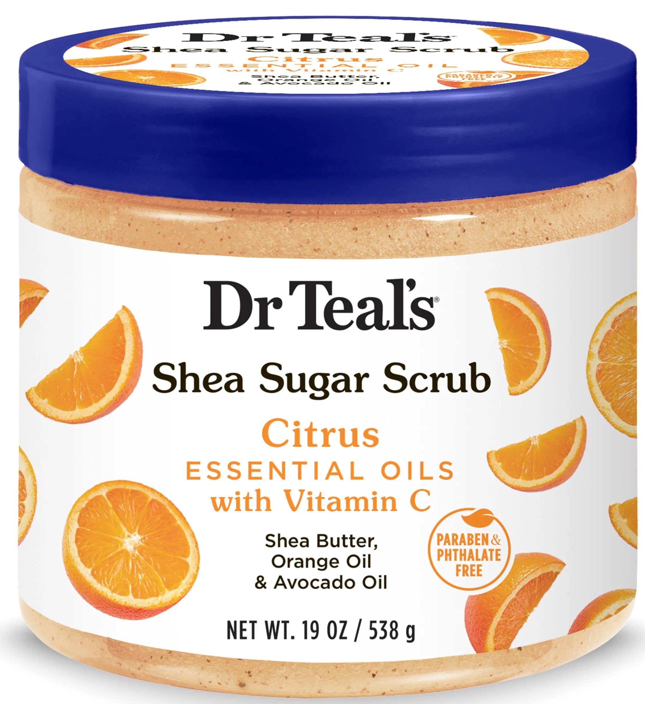 Dr Teal s Shea Sugar Body Scrub, Citrus with Essential Oils & Vitamin C, 538g