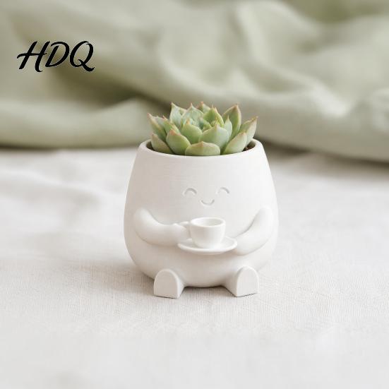 PLA Flowerpot 3D Printed Face Planter Pot Decorative for Indoor Outdoor Cactus