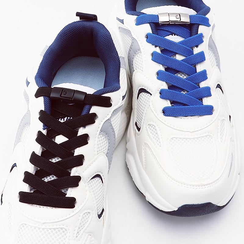 2 Pair 8mm No Tie Shoe Laces Press Lock Shoelaces Without Ties Elastic Laces Sneaker Kids Adult Widened Flat Shoelace for Shoes