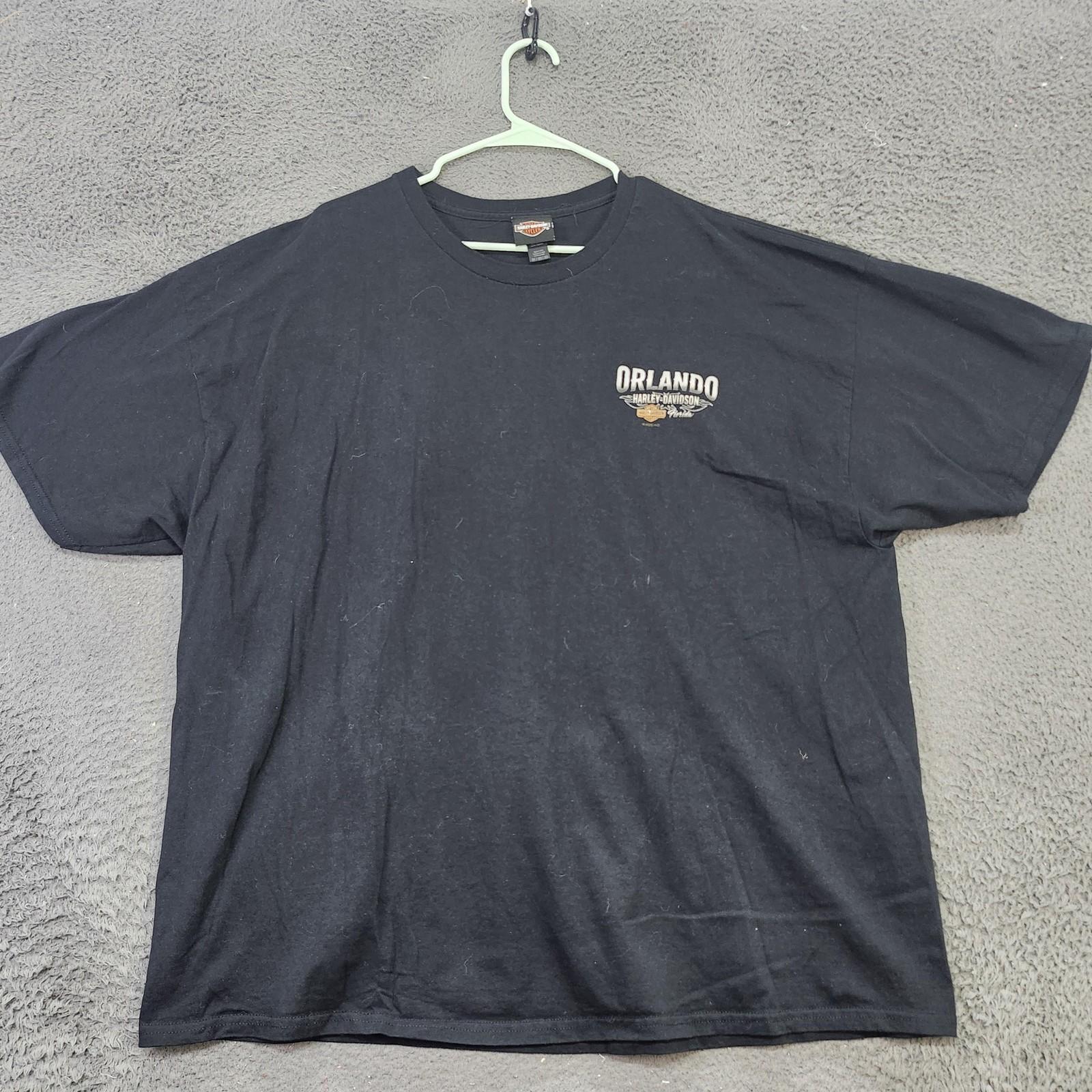 Harley-Davidson Shirt Mens 2XL Black Orlando Florida Skull Graphic Biker Tee Unisex T-Shirt XL