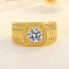Ring gold-plated domineering full diamond ring diamond ring business men's ring color-preserving double row diamond ring