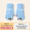 Sweet and cute strawberry embroidery thickened warm knitted five-finger cold-proof women's winter outdoor cycling gloves