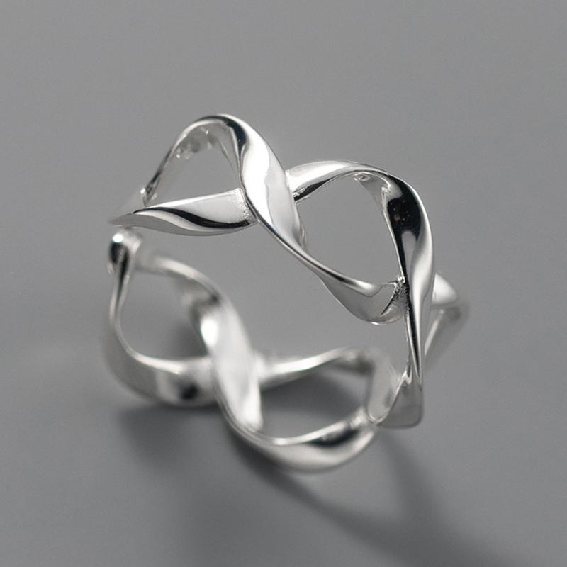 foxanry Hollow Geometric Cuff Ring For Women Minimalist Creative Elegant Wedding Bride Jewelry Gifts Wholesale