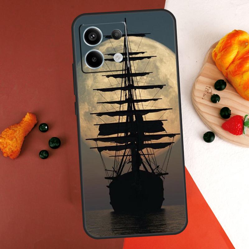 Sailing Pirate Ship Boat Case For Xiaomi Redmi Note 14 13 Pro 9 10 11 12 Pro 10S 11S 12S Redmi 13C 10C 12C 14C Coque