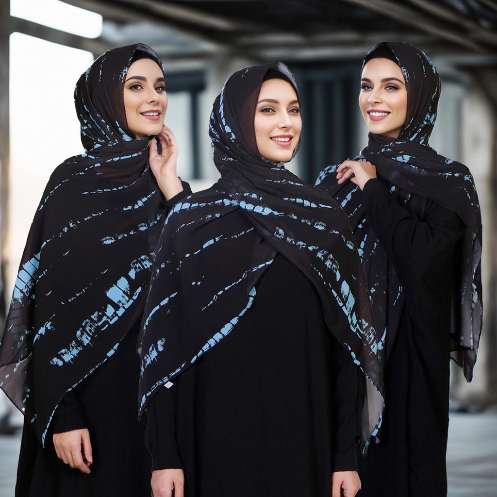 Novo Lenço Longo de Chiffon com Estampa Digital Turquia Oriente Médio Lenço Malásia Indonésia Mulheres Lenço de Cabeça Étnico