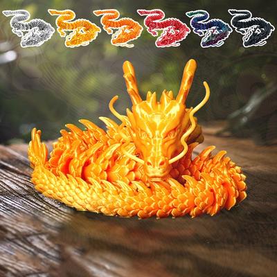3D Printed Dragon Figures Chinese Loong Sculpture Feng Shui Ornament Craft Desktop Decorative Statue Toy Christmas Model Gift