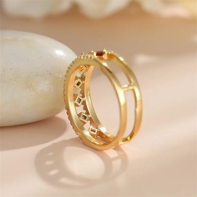 Europe and The United States Light Luxury Temperament Hollow Ring Ladies Shining Wedding Banquet Jewelry Accessories