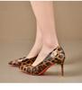 Fashion Sexy Leopard Print Pointed Thin Heel Women's Shoes, Fashionable High Heels, Plus Size Single Shoes 35-42 High Heels